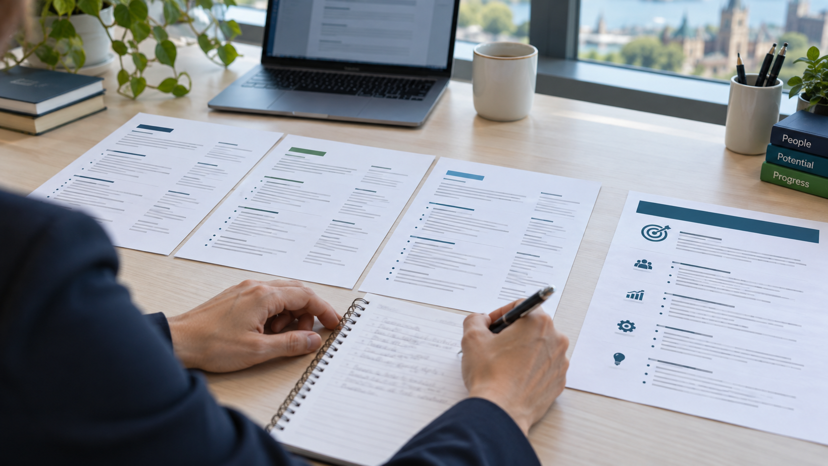 Recruiter comparing anonymous candidate profiles with an employer’s role requirements